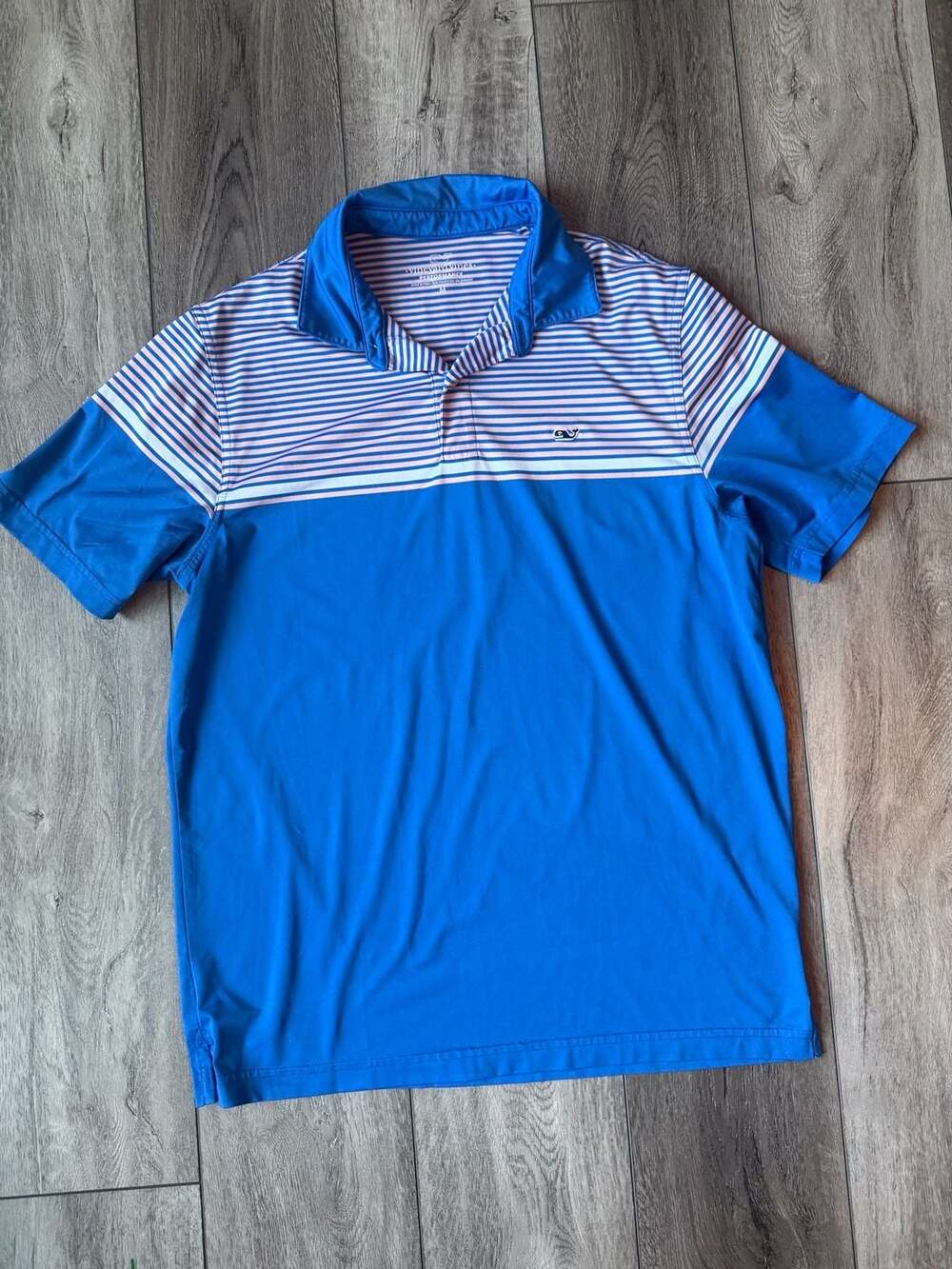 Vineyard Vines Performance Polo Shirt Size M Blue Pink Striped